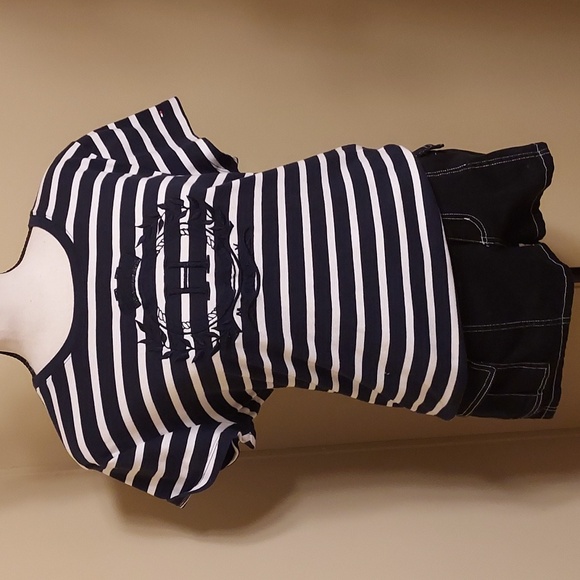 Tommy Hilfiger Men's Striped Crewneck Sweater - Navy and White - Picture 1 of 5